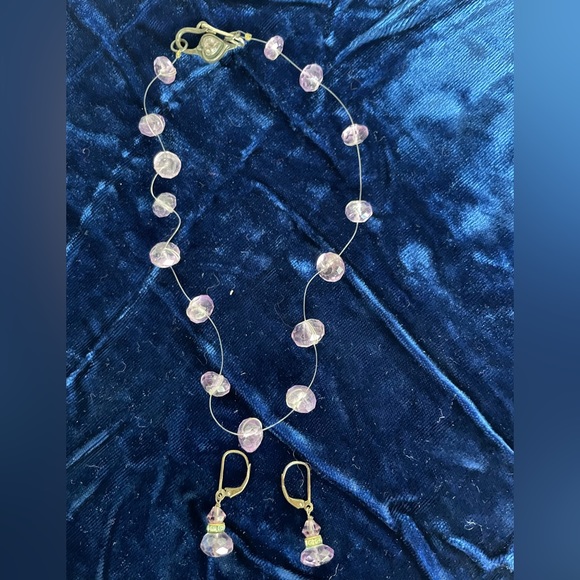 Amethyst and 925 Necklace + Earring - Picture 2 of 5